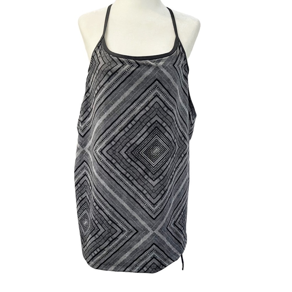 Fabletics Women's Norwalk Geometric Black Gray Athletic TankTop Built In Bra